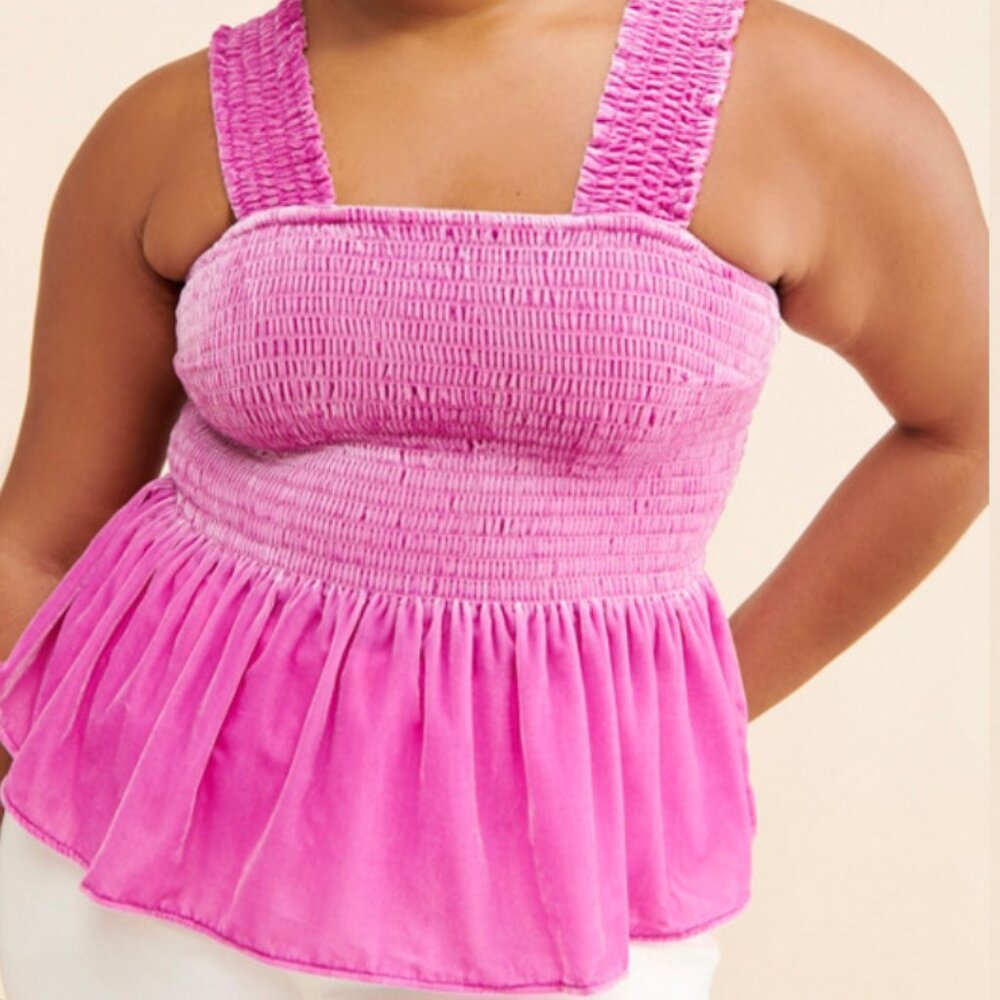 Smocked Velvet Babydoll Tank